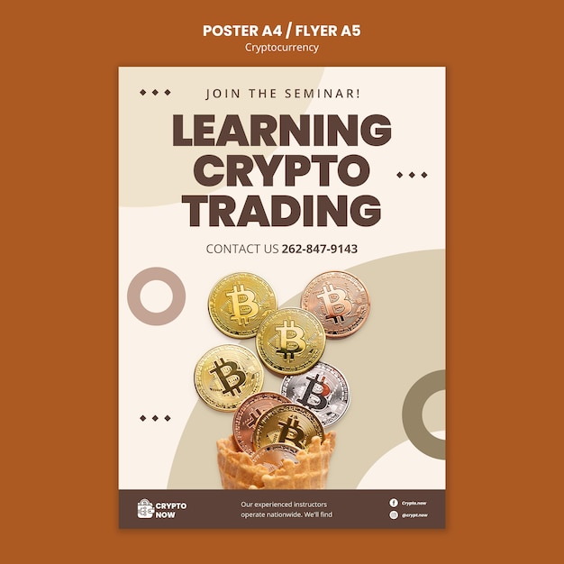 PSD gratuit apprendre le modèle d'affiche de trading crypto