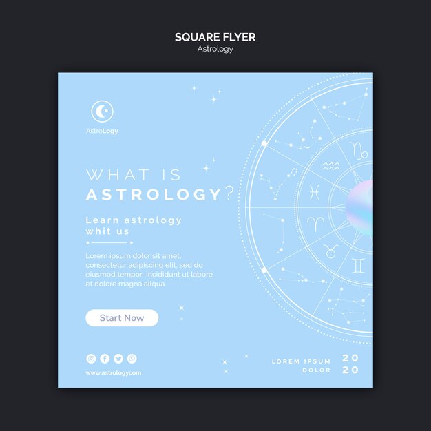 PSD gratuit apprendre le modèle de flyer carré astrologie