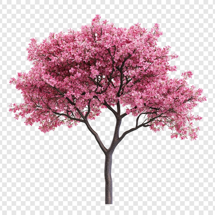 PSD gratuit l'arbre à fleurs roses est un spectacle époustouflant du printemps