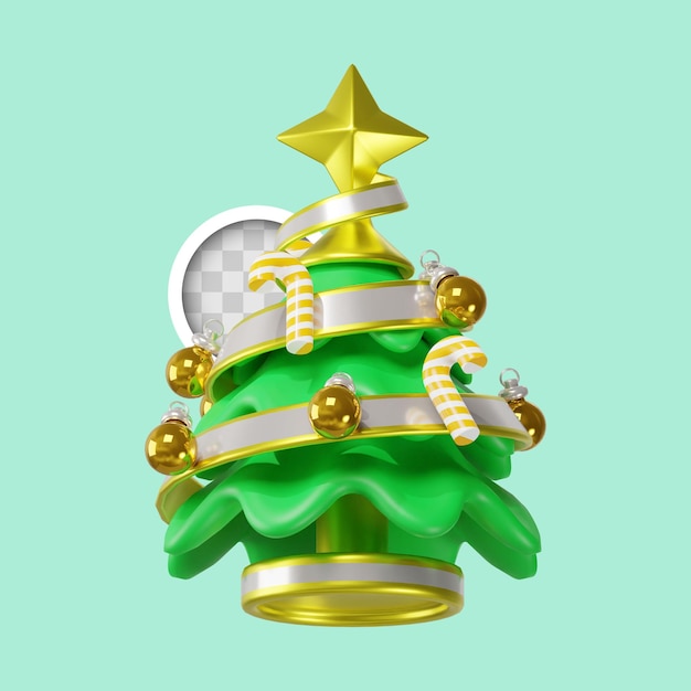 PSD gratuit arbre de noël avec illustration 3d de bonbons