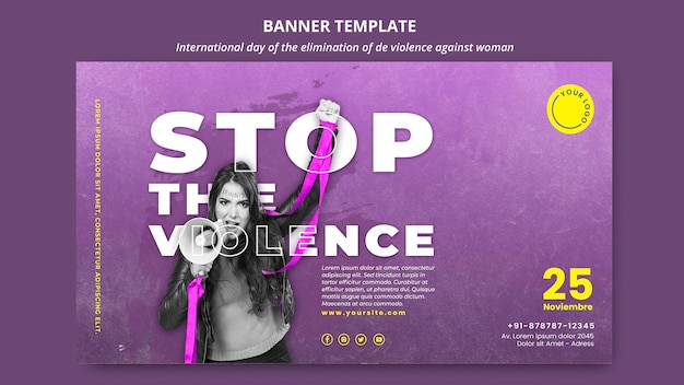 PSD gratuit arrêter la violence contre les femmes modèle de bannière horizontale