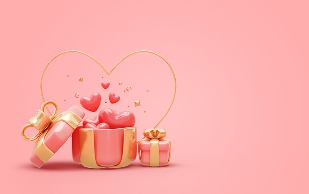 Arrière-plan 3D avec vente du jour de la Saint-Valentin
