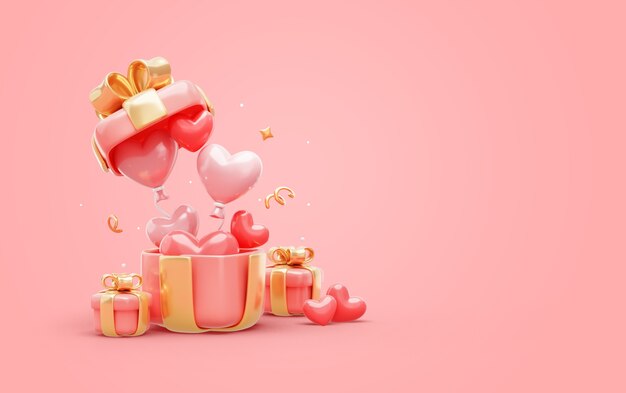 Arrière-plan 3D avec vente du jour de la Saint-Valentin