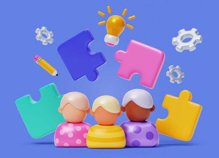 PSD gratuit arrière-plan du concept de travail en équipe 3d