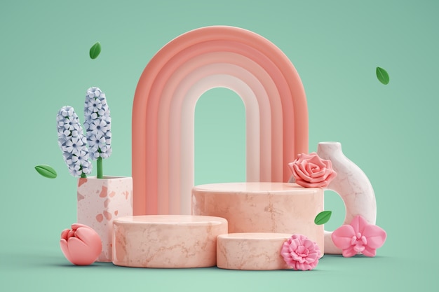 Arrière-plan du podium de vente de fleurs géométriques