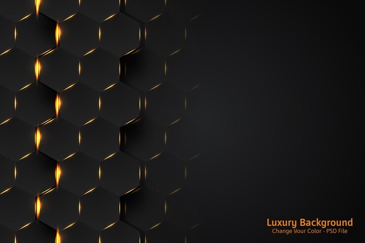 PSD gratuit arrière-plan de luxe hexagonal abstrait noir et or