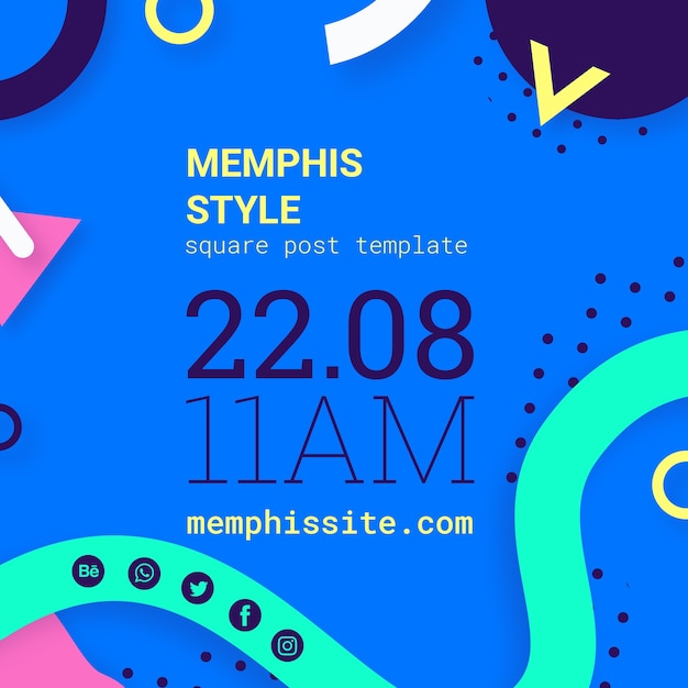 PSD gratuit arrière-plan de style memphis bleu