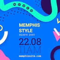 PSD gratuit arrière-plan de style memphis bleu