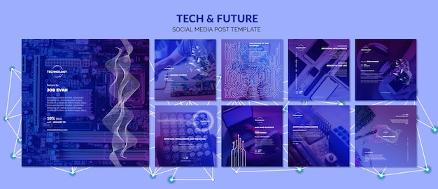 PSD gratuit article de médias sociaux tech & future concept