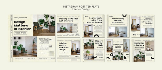 PSD gratuit des articles sur instagram sur le design d'intérieur