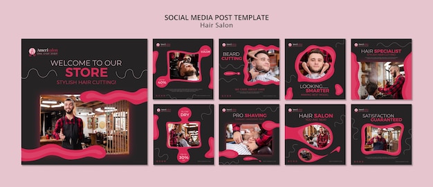 PSD gratuit articles instagram pour salon de coiffure