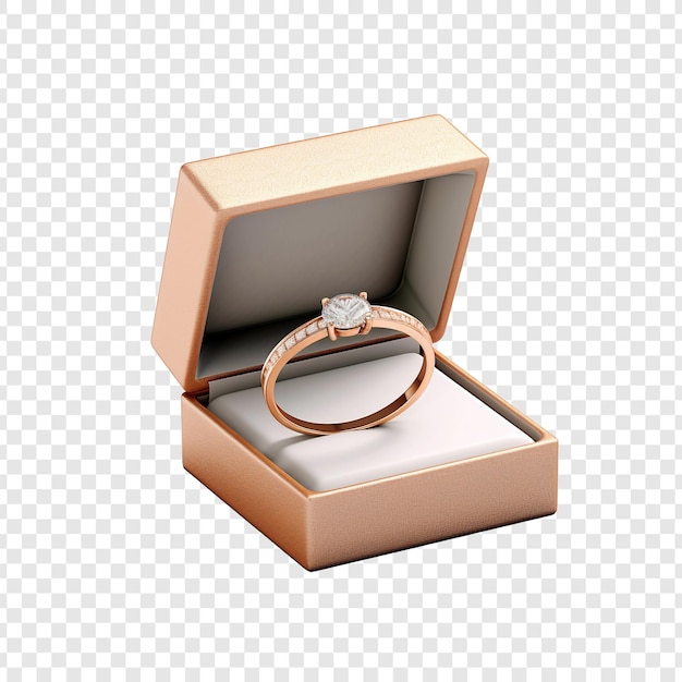 PSD gratuit une bague de mariage dans une boîte isolée sur un fond transparent