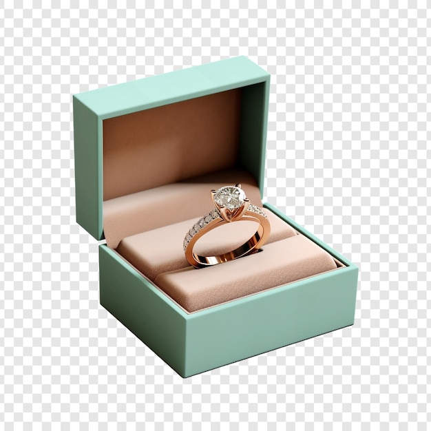 PSD gratuit une bague de mariage dans une boîte isolée sur un fond transparent