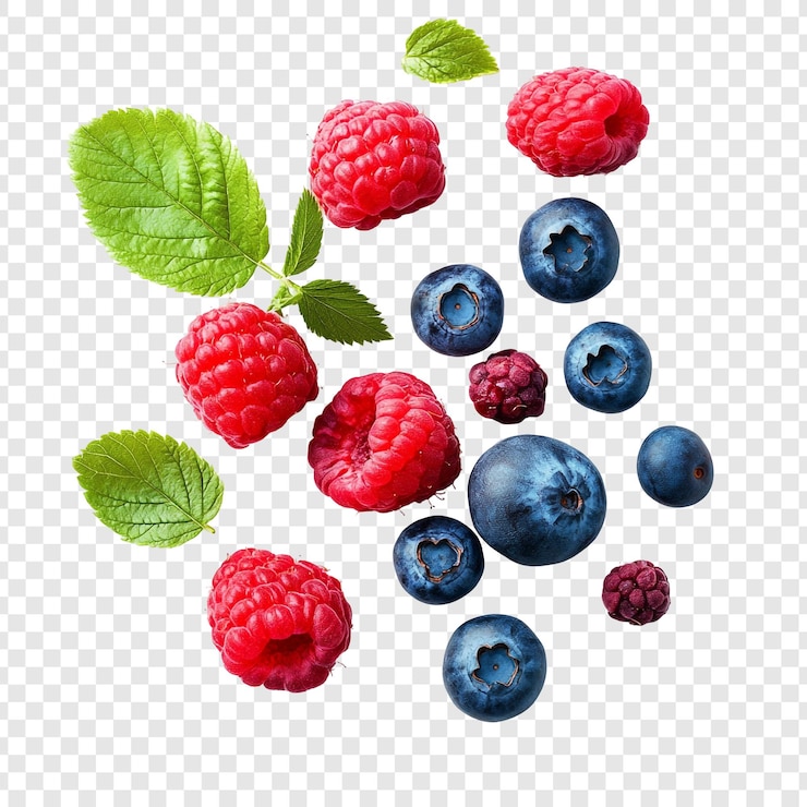 PSD gratuit des baies vibrantes une délicieuse exposition de framboises et de bleuets