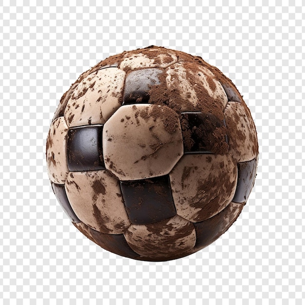 PSD gratuit ballon de football recouvert de terre isolé sur un fond transparent