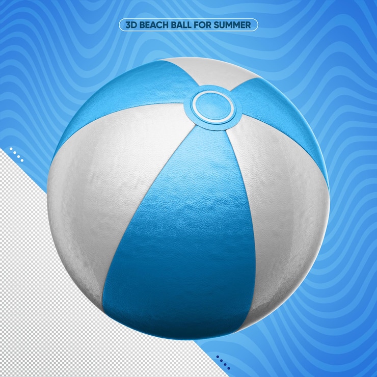 PSD gratuit ballon de plage d'été blanc et bleu