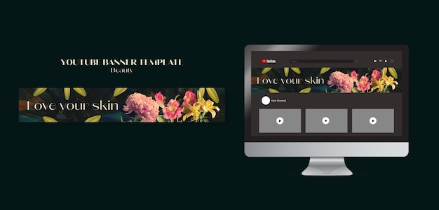 PSD gratuit banner de beauté florale sur youtube