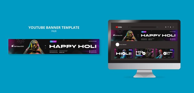 Banner de la célébration du festival de Holi sur YouTube