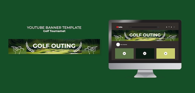 PSD gratuit banner du tournoi de golf sur youtube