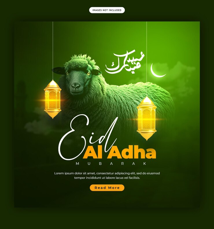 Banner de médias sociaux ou modèle de message Instagram pour le festival islamique de l'Aïd al-Adha Mubarak