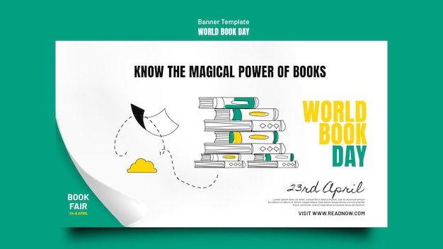 PSD gratuit bannière de célébration de la journée mondiale du livre