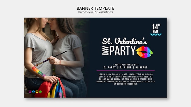 PSD gratuit bannière colorée pour st. fête lgbt de saint valentin avec photo