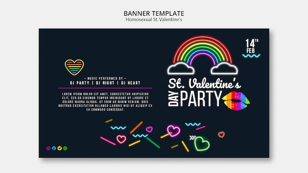 PSD gratuit bannière colorée pour st. partie lgbt de saint valentin