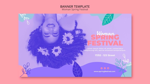 PSD gratuit bannière avec la conception du festival de printemps femme