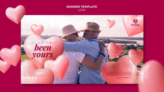 PSD gratuit bannière de couple de personnes âgées amoureux