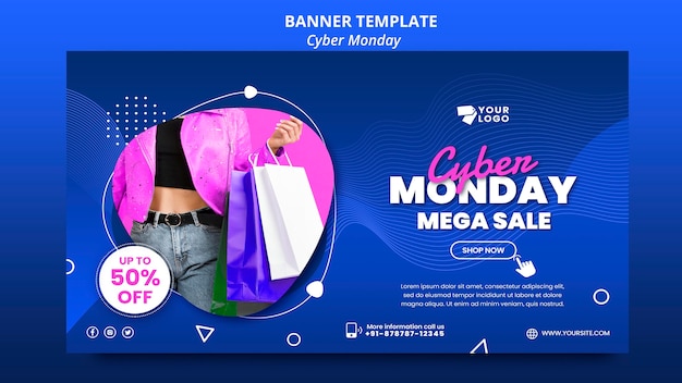 PSD gratuit bannière cyber monday avec photo