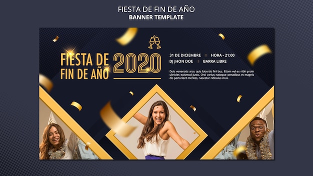 Bannière Fiesta De Fin De Ano 2020 PSD Premium