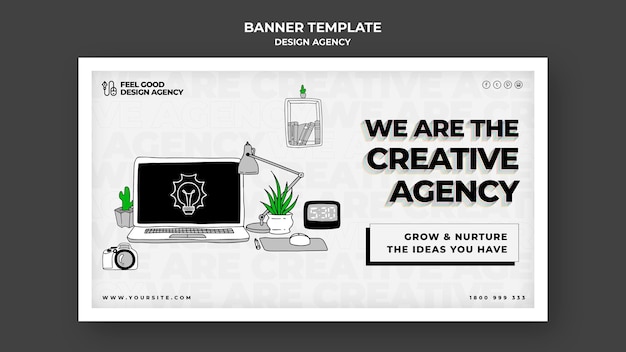 PSD gratuit bannière horizontale de l'agence de design