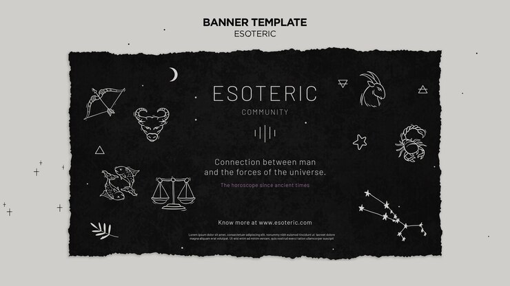 PSD gratuit bannière horizontale de l'artisanat ésotérique