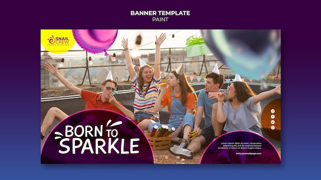 PSD gratuit bannière horizontale de célébration de fête