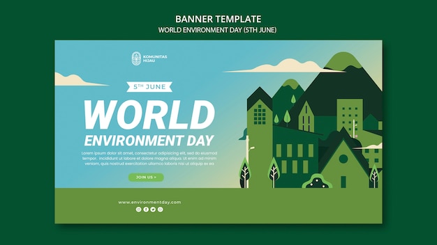 PSD gratuit bannière horizontale de célébration de la journée mondiale de l'environnement