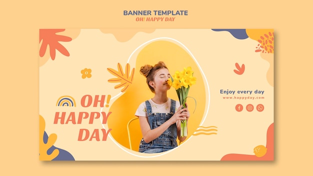 PSD gratuit bannière horizontale concept happy day