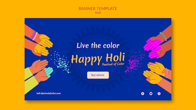 PSD gratuit bannière horizontale du festival joyeux holi