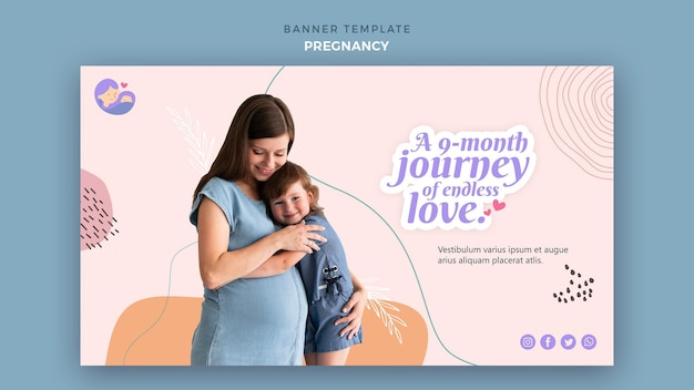 PSD gratuit bannière horizontale avec femme enceinte