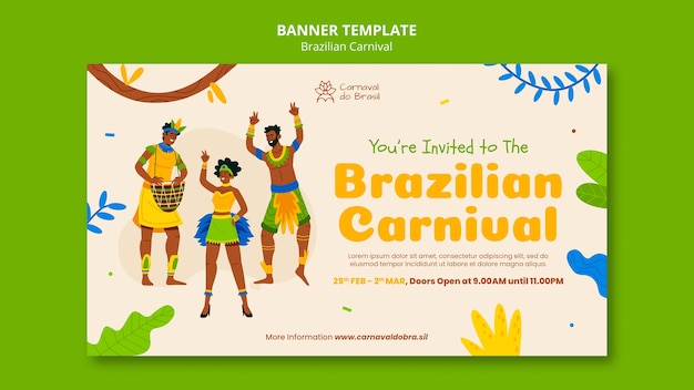 PSD gratuit bannière horizontale de fête de carnaval brésilien