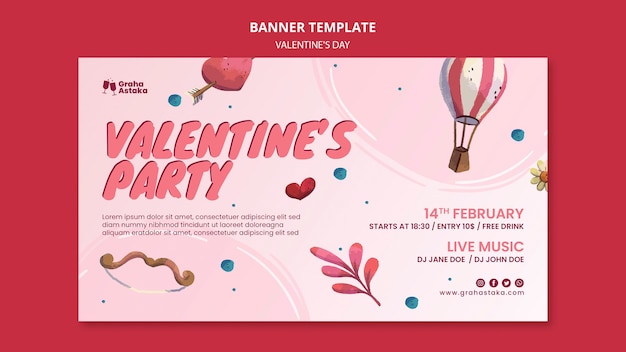 Bannière Horizontale De La Fête De La Saint-valentin