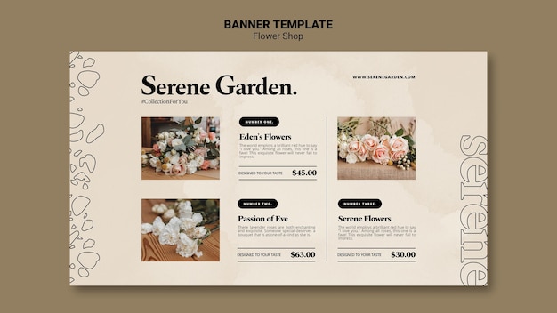 PSD gratuit bannière horizontale de fleuriste