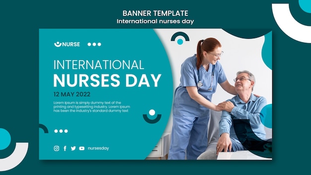 PSD gratuit bannière horizontale de la journée internationale des infirmières