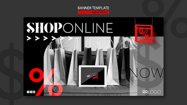 Bannière horizontale de magasinage de mode en ligne