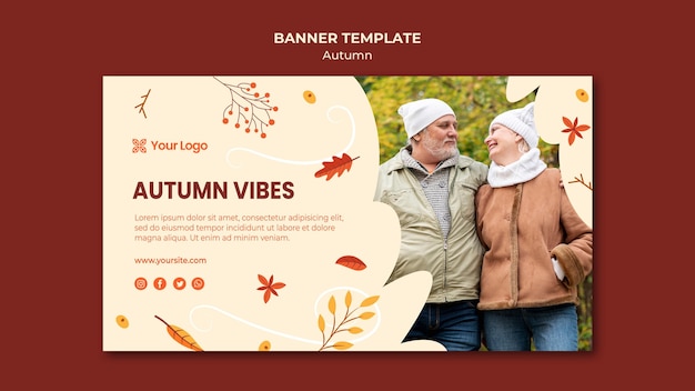 PSD gratuit bannière horizontale pour accueillir la saison automnale