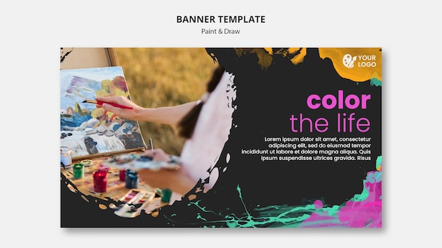 Bannière horizontale pour artistes dessin et peinture