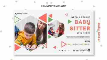 PSD gratuit bannière horizontale pour baby-sitter avec enfant