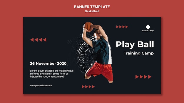 Bannière Horizontale Pour Le Camp D'entraînement De Basket-ball