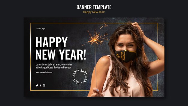 Bannière horizontale pour la célébration du nouvel an