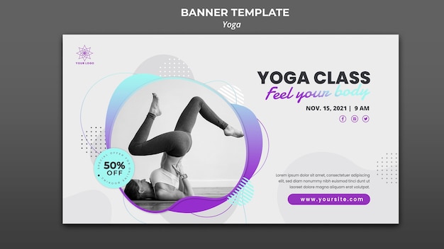 PSD gratuit bannière horizontale pour les cours de yoga