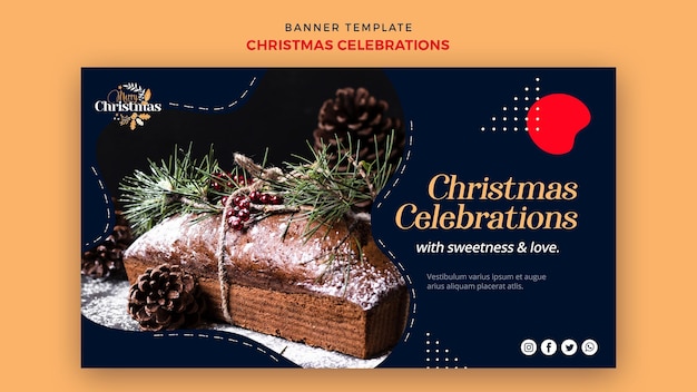 PSD gratuit bannière horizontale pour les desserts traditionnels de noël